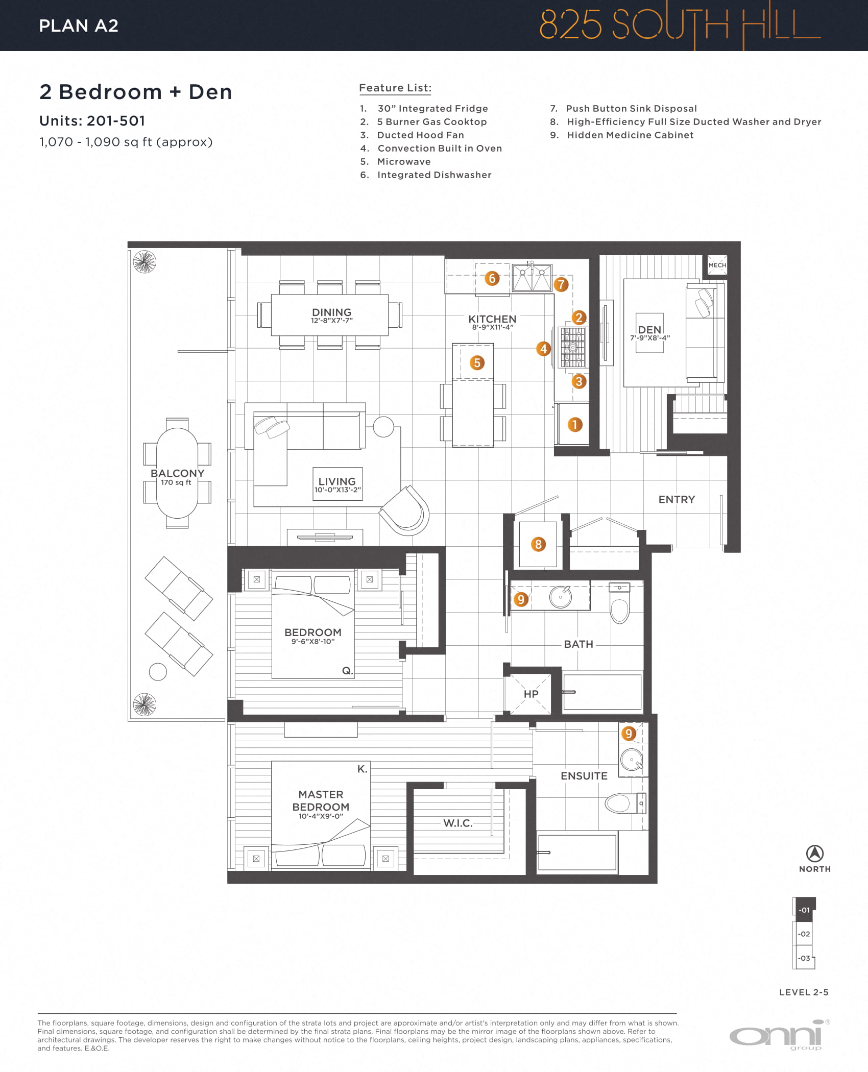Floor plan for 2 beds, 2 baths, 1090 sqft